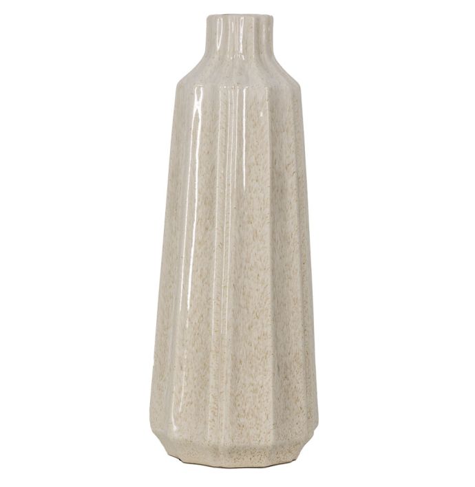 Aardewerk vaas Stripes beige