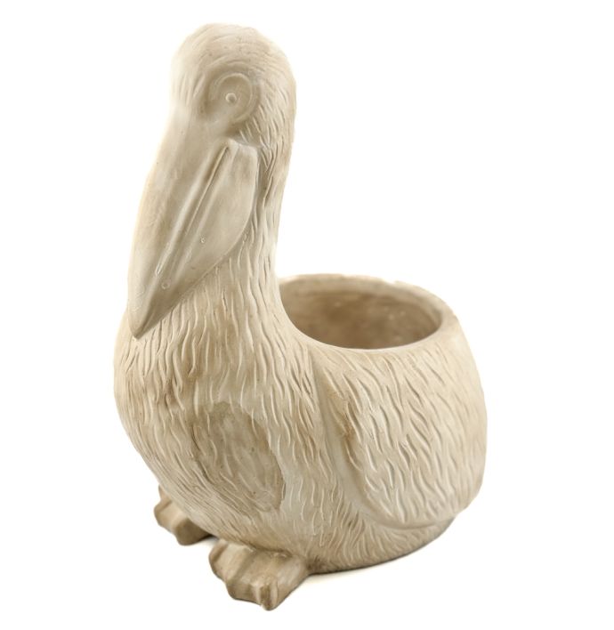 Aardewerk tray vogel beige L
