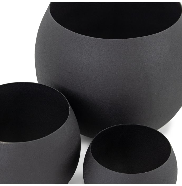 Metalen bloempot set van 3 zwart