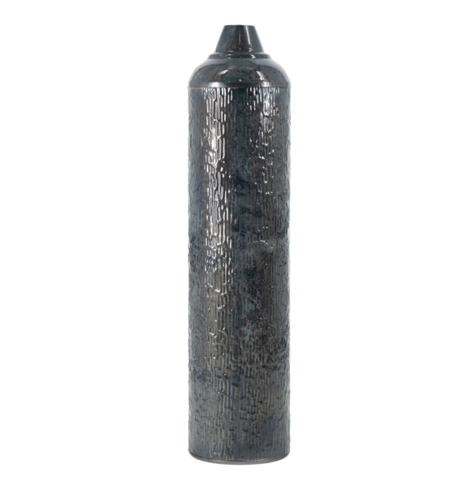 Metalen vaas striped blue stone