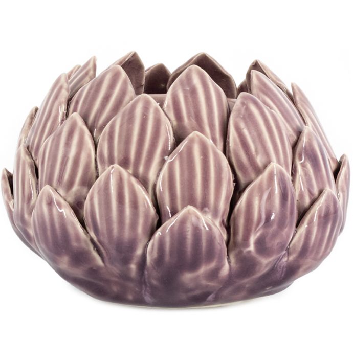 Waxinehouder keramiek floral lila