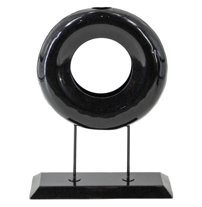 Metalen ornament donut black marble