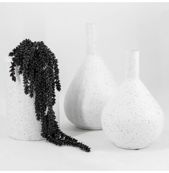 Metalen vaas white dots