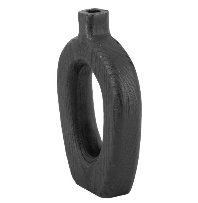 Houten donut vaas zwart