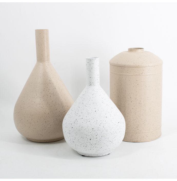 Metalen vaas white dots