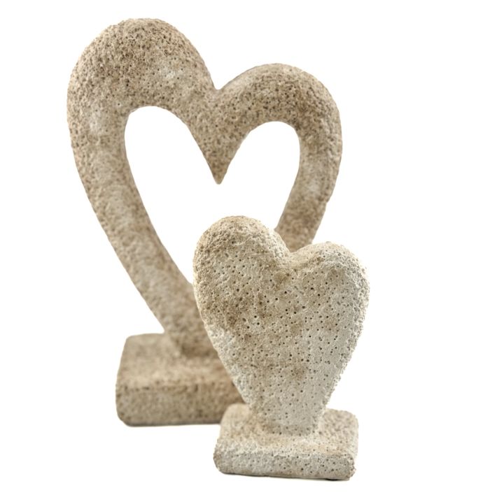 Aardewerk ornament hart beige S