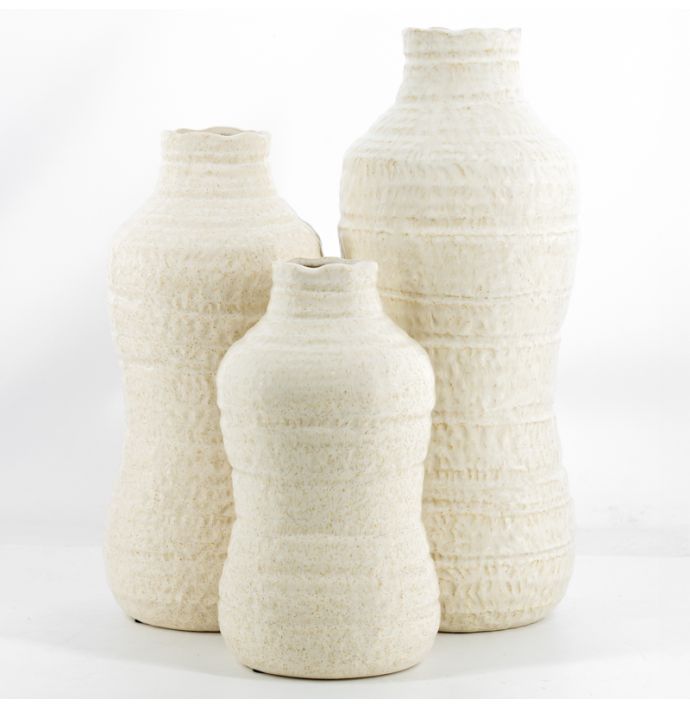 Aardewerk vaas Curve beige