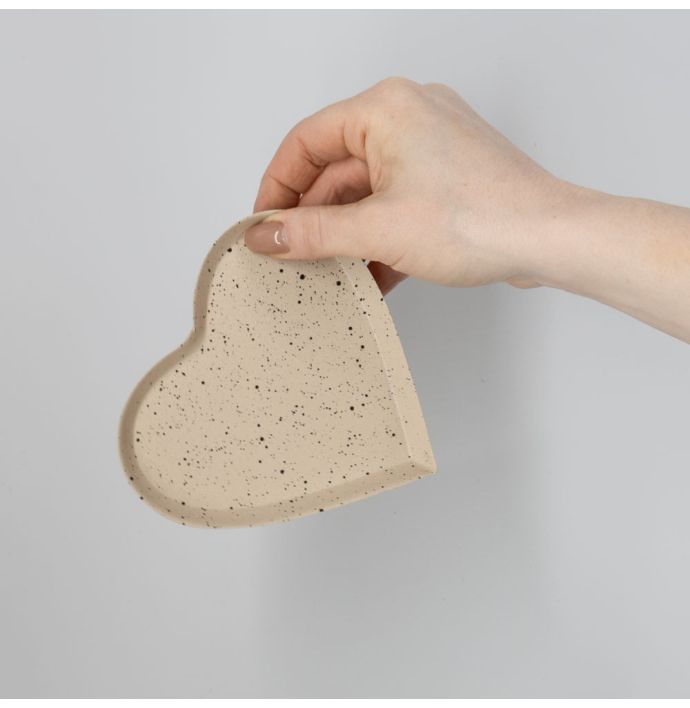 Metalen tray hart sand speckle