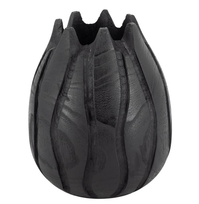 Houten vaas tulp zwart