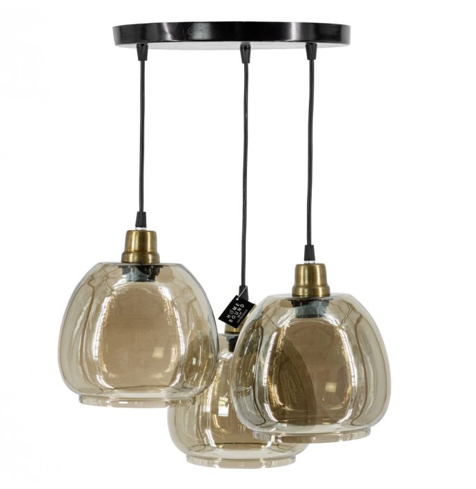 Hanglamp 3 kappen black smoke