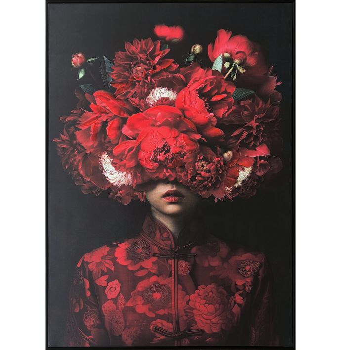 Schilderij vrouw bloemexplosie 60x80cm