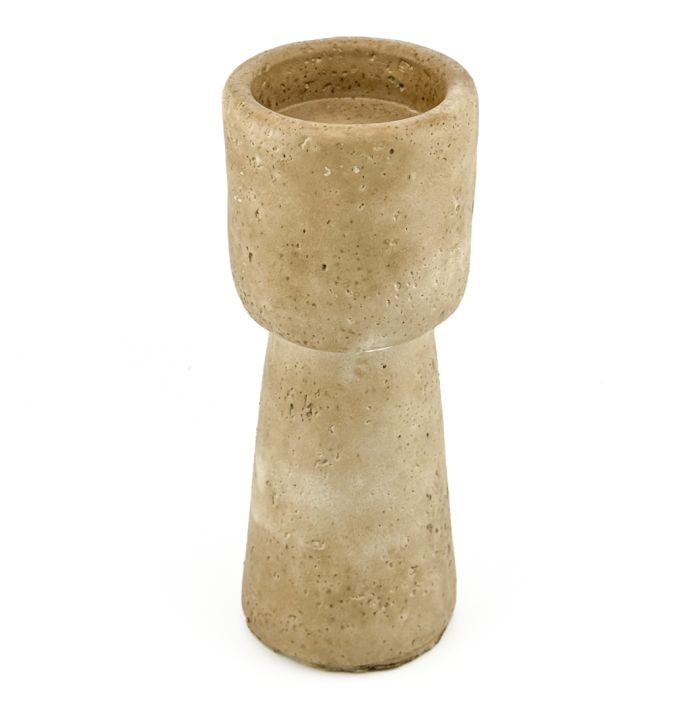 Aardewerk kaarsenstandaard beige S