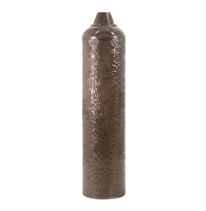 Metalen vaas striped pink stone