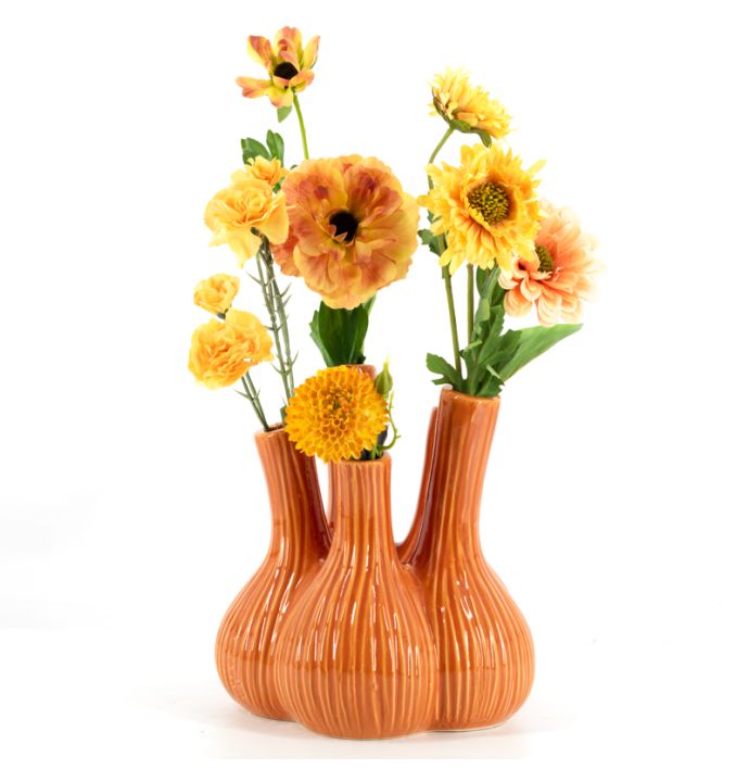 Aardewerk tulpenvaas Garlic oranje