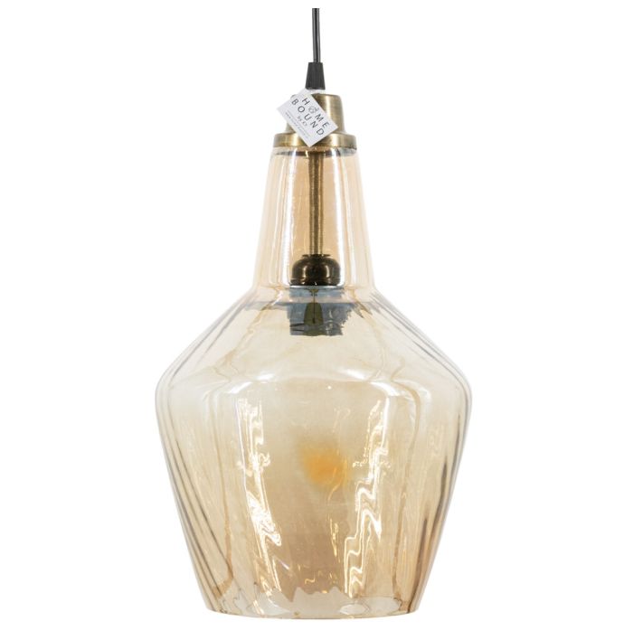 Hanglamp glas roest/goud