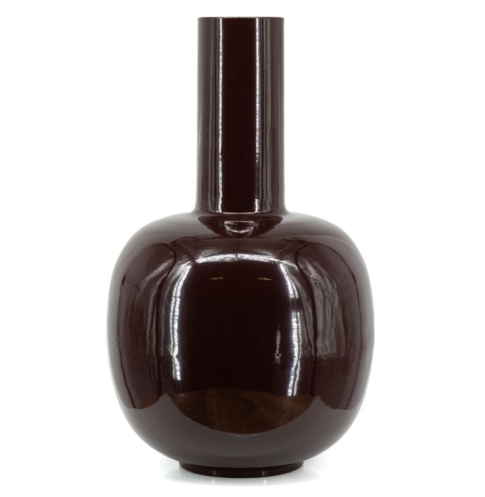Metalen vaas Nagare glossy brown