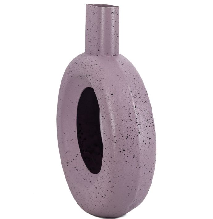 Metalen donut vaas lila dots