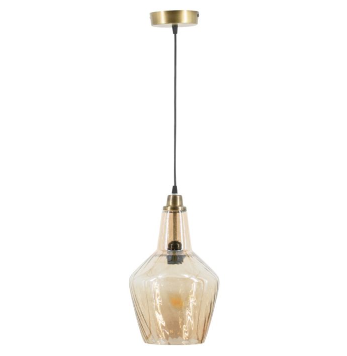 Hanglamp glas roest/goud