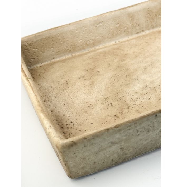 Aardewerk dienblad vierkant beige