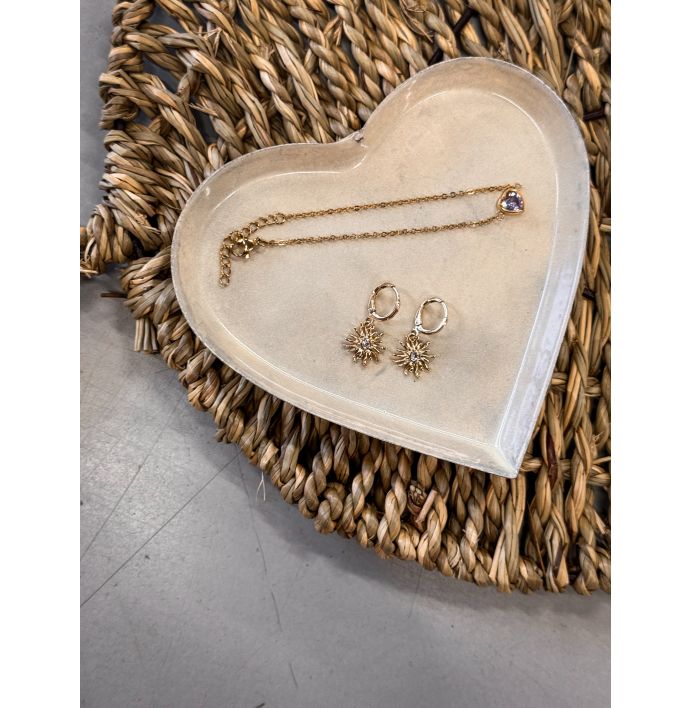 Metalen tray hart white marble
