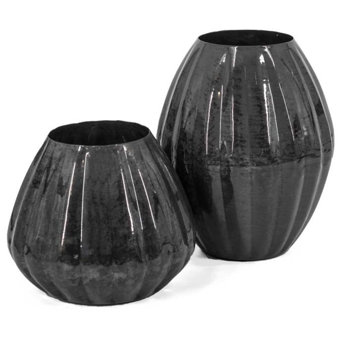 Metalen vaas blauw