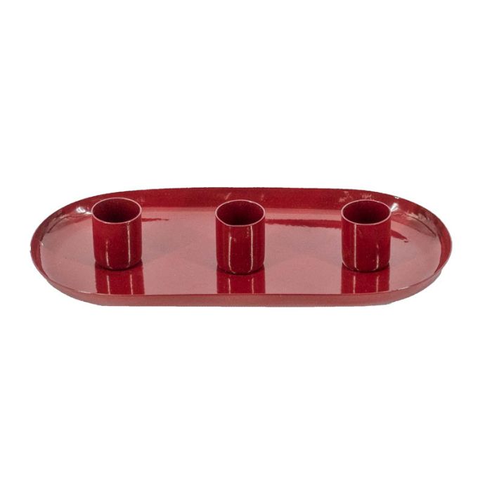 Kaarsenstandaard ovaal maroon
