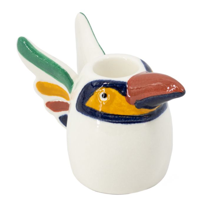 Aardewerk kaarsenstandaard vogel