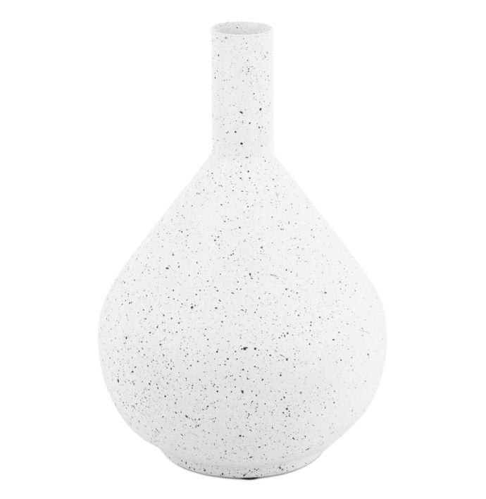 Metalen vaas white dots