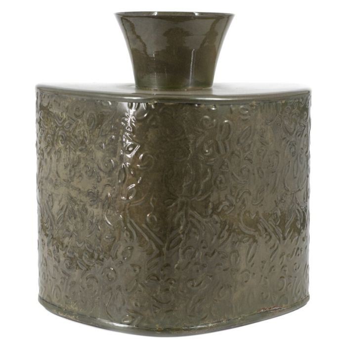 Metalen vaas driehoek olive stone