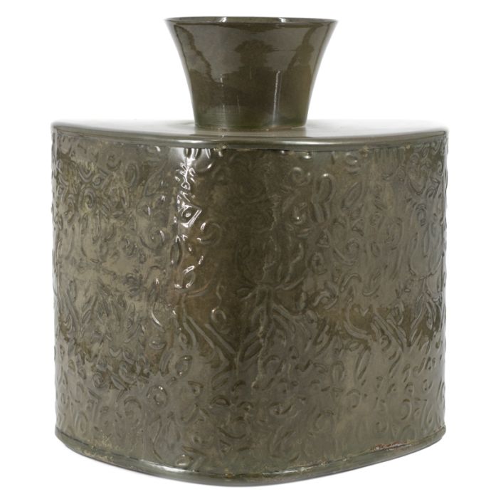 Metalen vaas driehoek olive stone