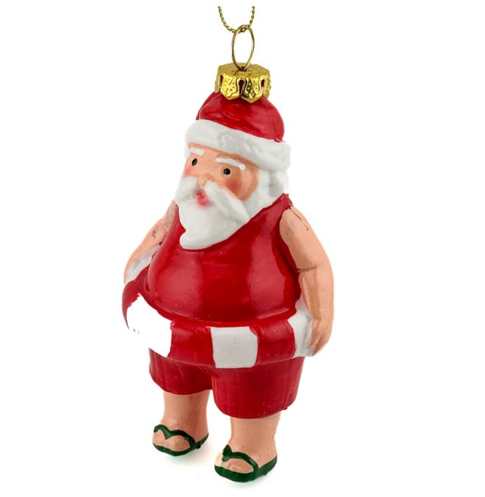 Kerstbal Hanger Kerstman met zwemband