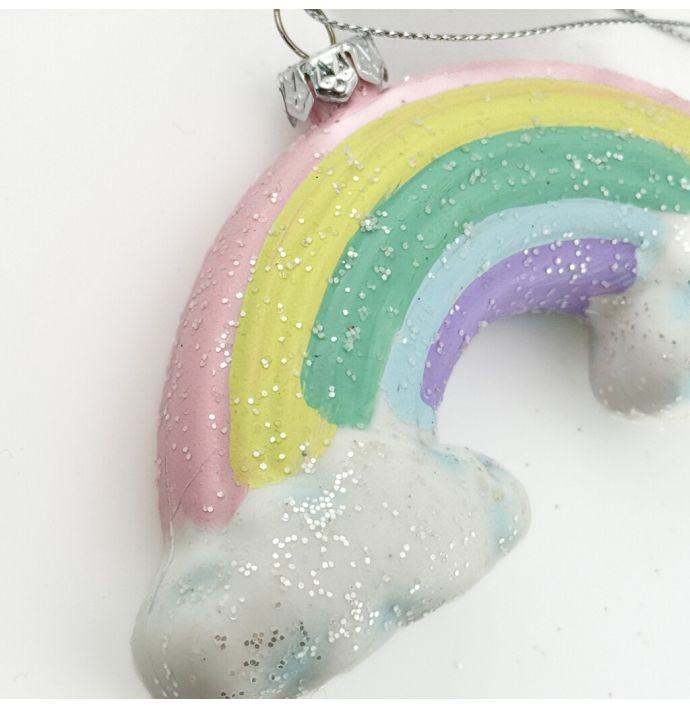 Kerstbal Hanger Regenboog - Pastel