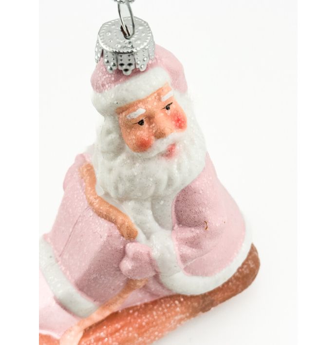 Kerstbal Hanger Kerstman slee - Pastel