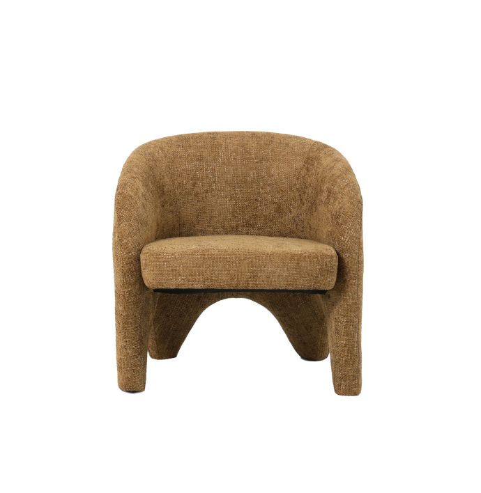 Fauteuil Elle in stof chenille oker