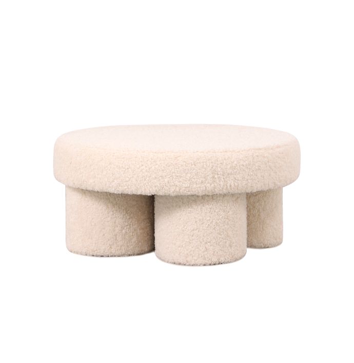 Poef Babette in stof plush wit
