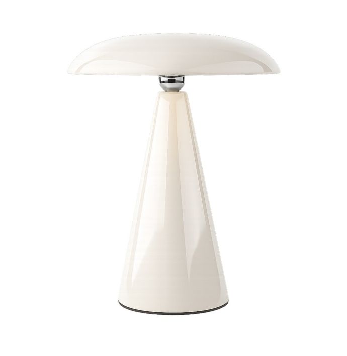 Bureaulamp Mush LED op accu vanilla, afneembare kap