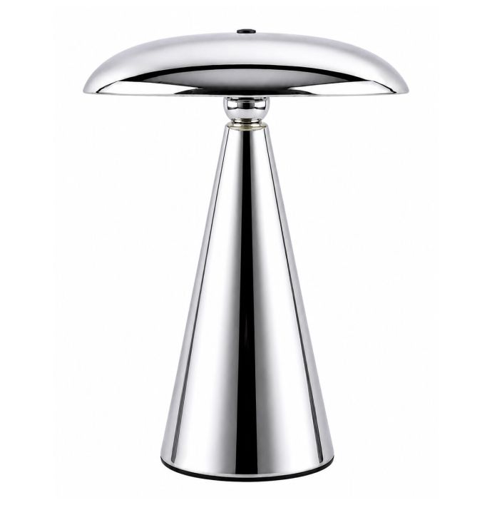 Bureaulamp Mush LED op accu chrome, afneembare kap