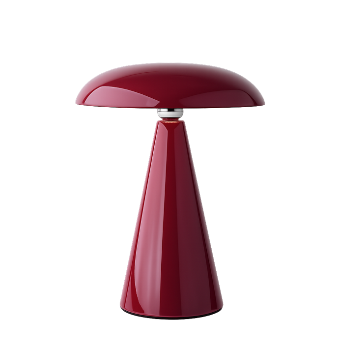 Bureaulamp Mushie LED op accu dark burgundy, afneembare kap
