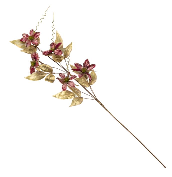 Kunsttak clematis glitter 76cm rood