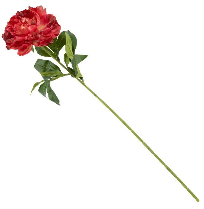 Kunstbloem pioen 68cm koraalrood