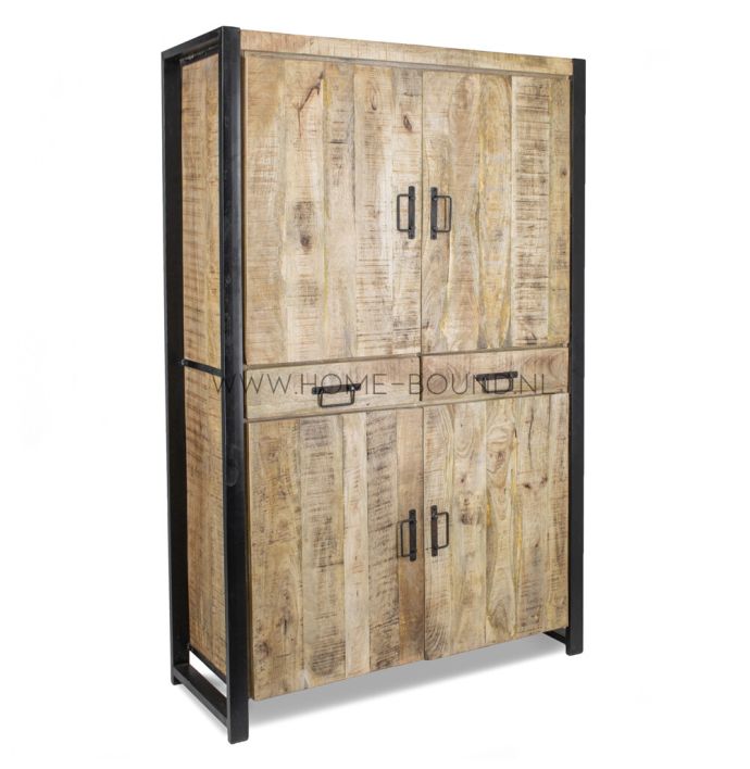 Mango kast 4 deurs 2 laden 115x45x180cm
