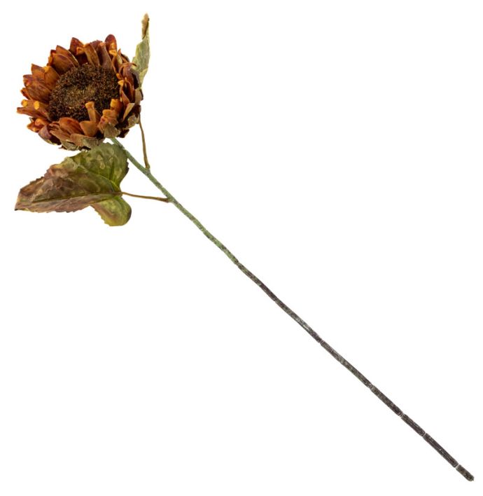 Kunstbloem gedroogde zonnebloem 55cm koperbruin