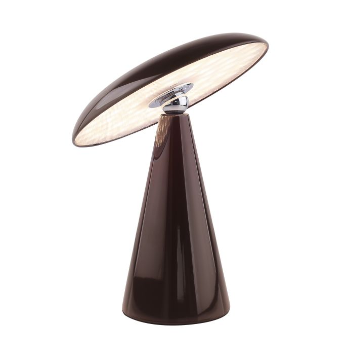 Bureaulamp Mush LED op accu dark brown, afneembare kap