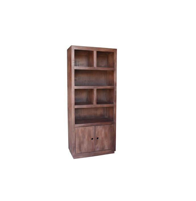Boekenkast Ubud 85cm 2-deurs, open vakken walnut