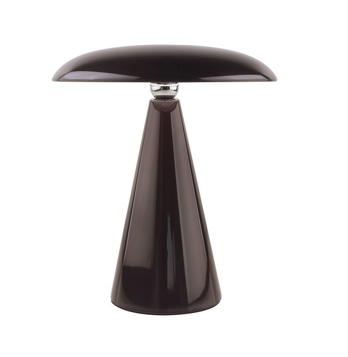Bureaulamp Mush LED op accu dark brown, afneembare kap
