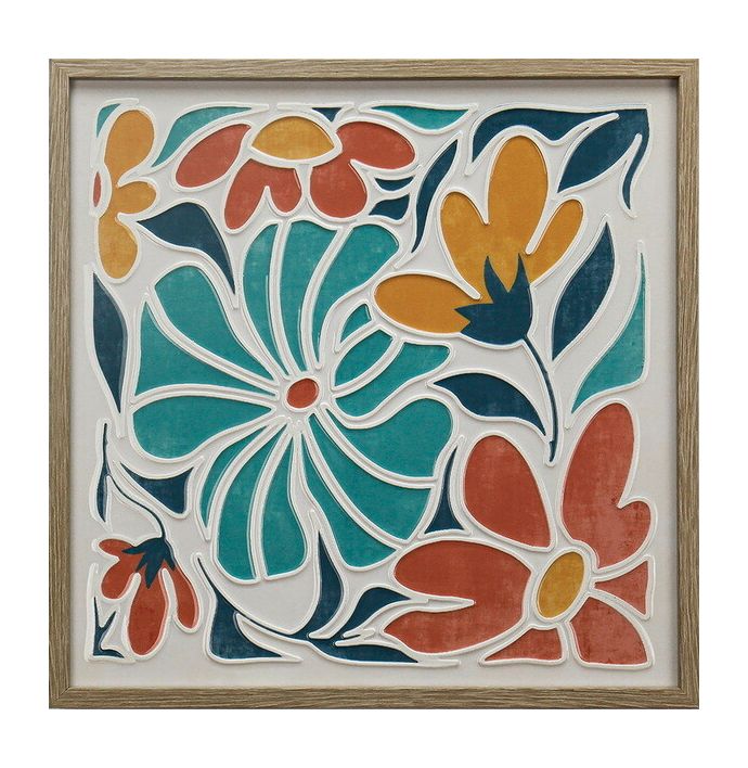 Schilderij floral met resin coating 40x40cm