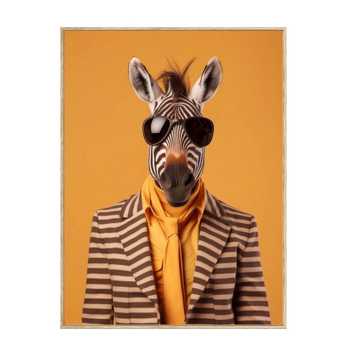 Schilderij zebra in pak 45x60cm