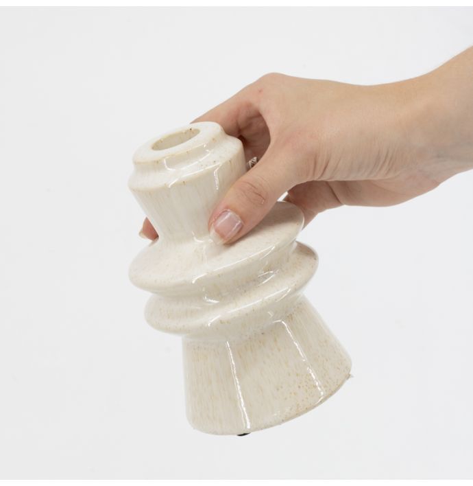 Aardewerk vaasje Pile beige