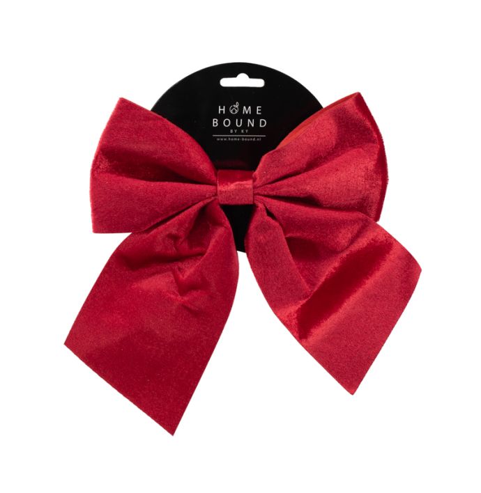 Stoffen strik op kaart 20cm rood