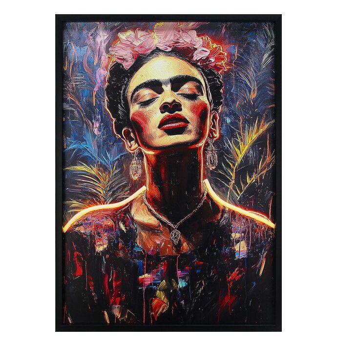 Schilderij met LED Frida Kahlo 50x70cm